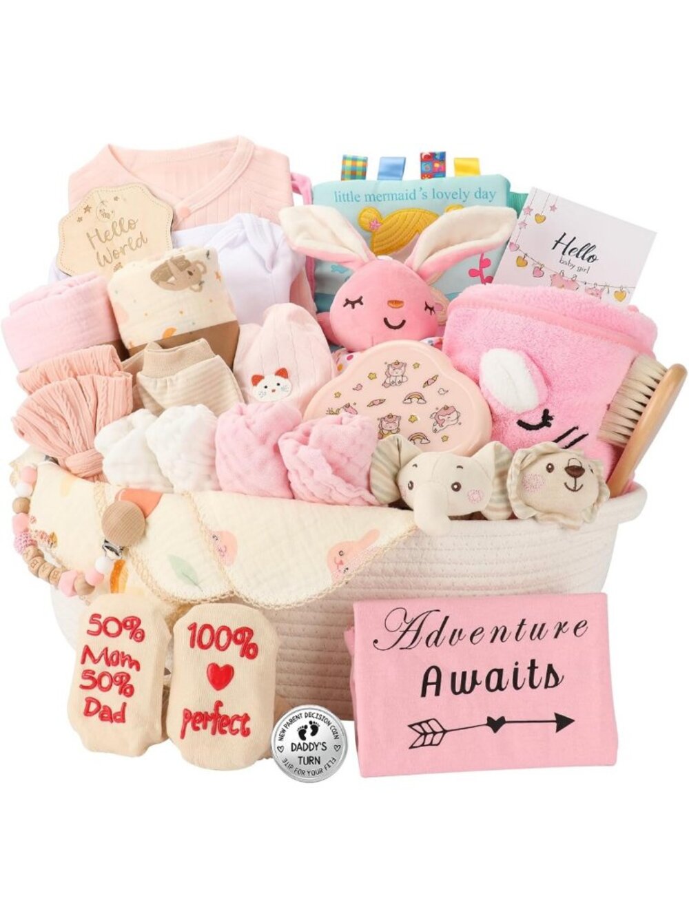 Deluxe Baby Shower Gift Basket for Girls | Newborn Essentials & Keepsakes